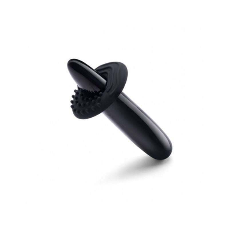 Le Wand Crystal Slim in Black Obsidian with the attachment attached