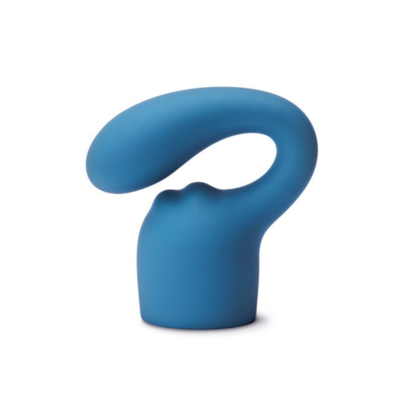 Le Wand Petite Glider Attachment standing on its base with the insertable part facing the left