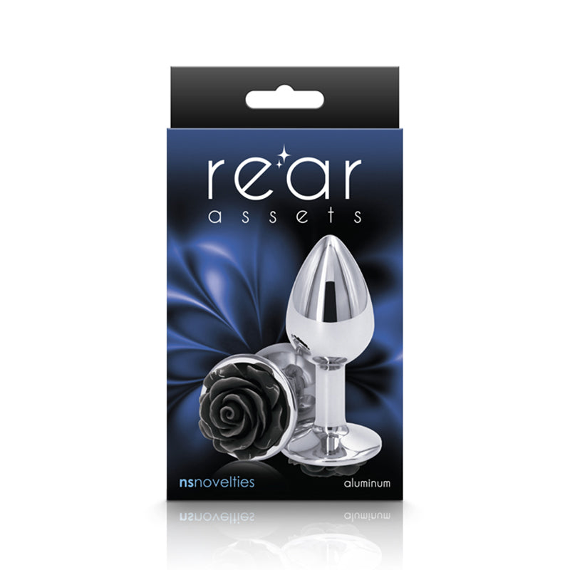 Rear Assets Rose Anal Plug Small black rose base box