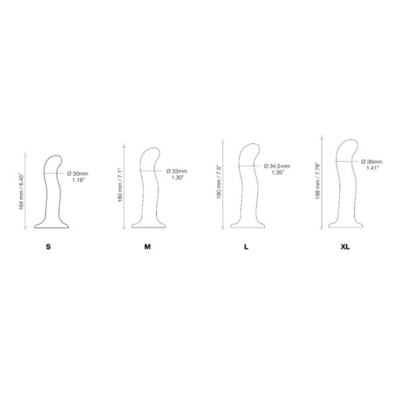 Diagram of the different sizes of the Strap-On-Me P&G Spot with labeled dimensions